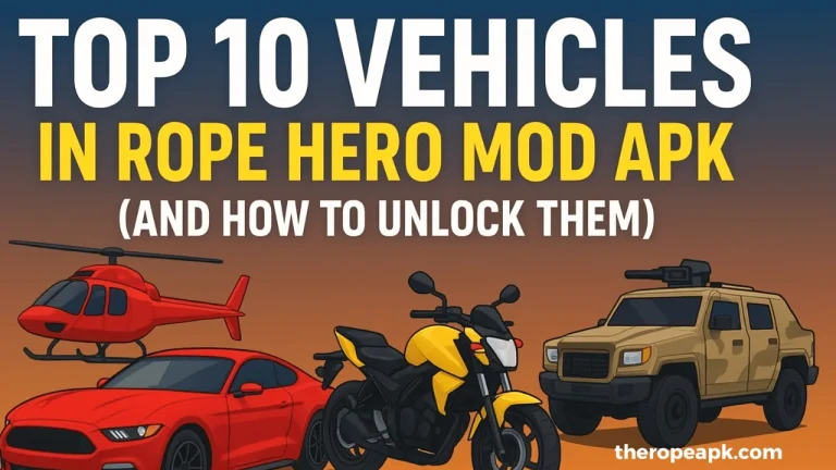 Top 10 Vehicles in Rope Hero Mod APK