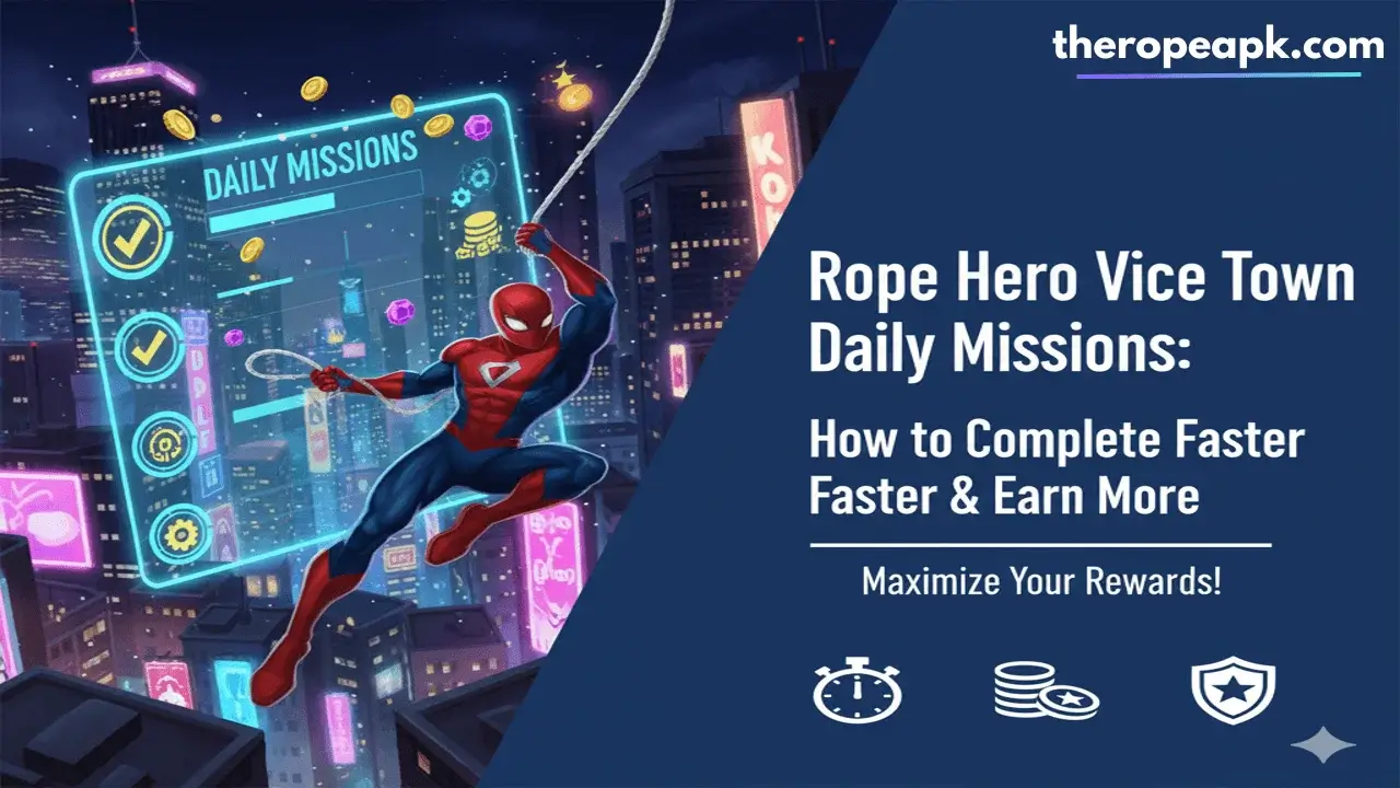 Rope Hero Vice Town Daily Missions How to Complete Faster & Earn More